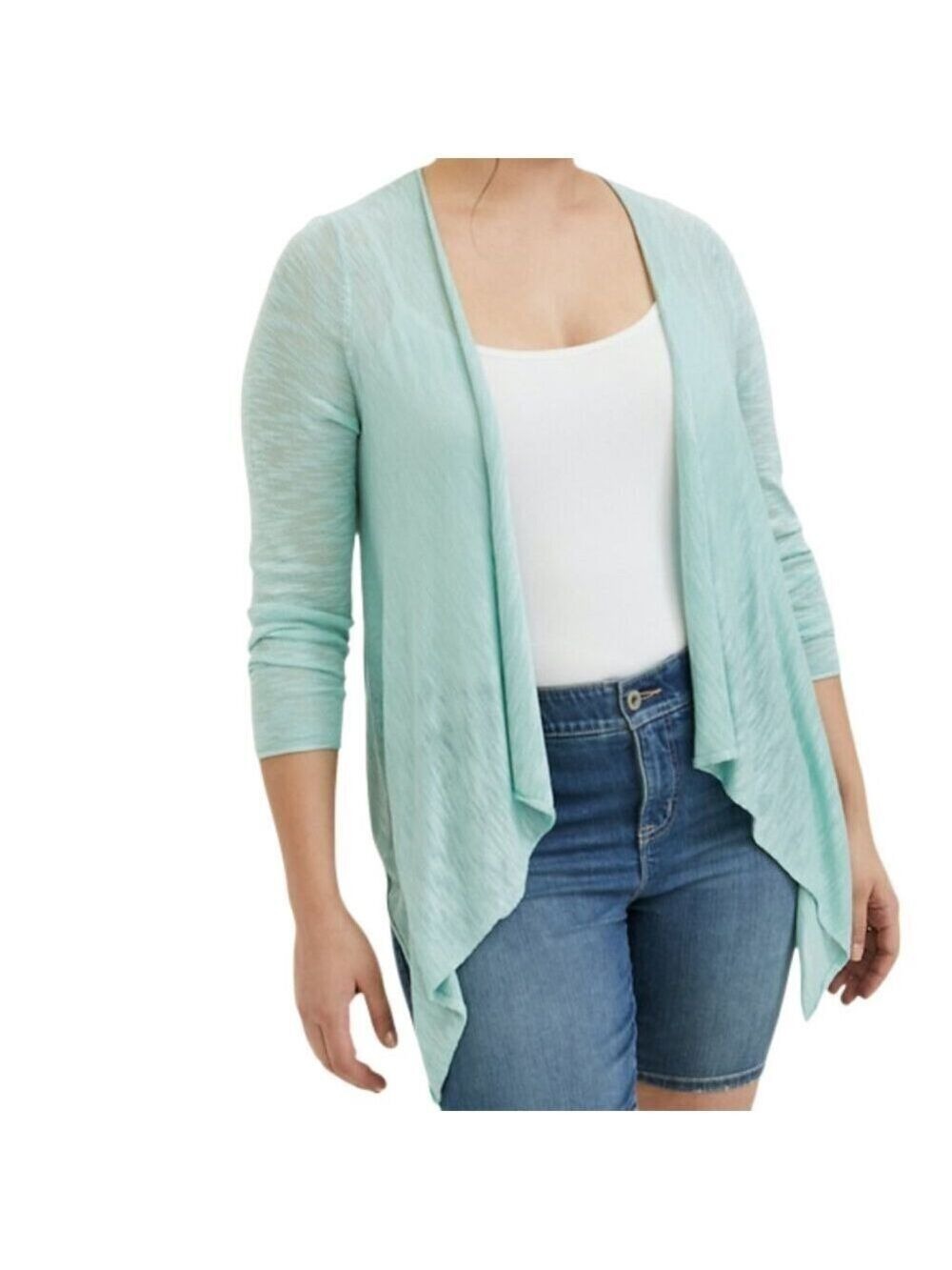Torrid Mint Green Long Sleeve Drape Front Cardigan Sweater Size 1X